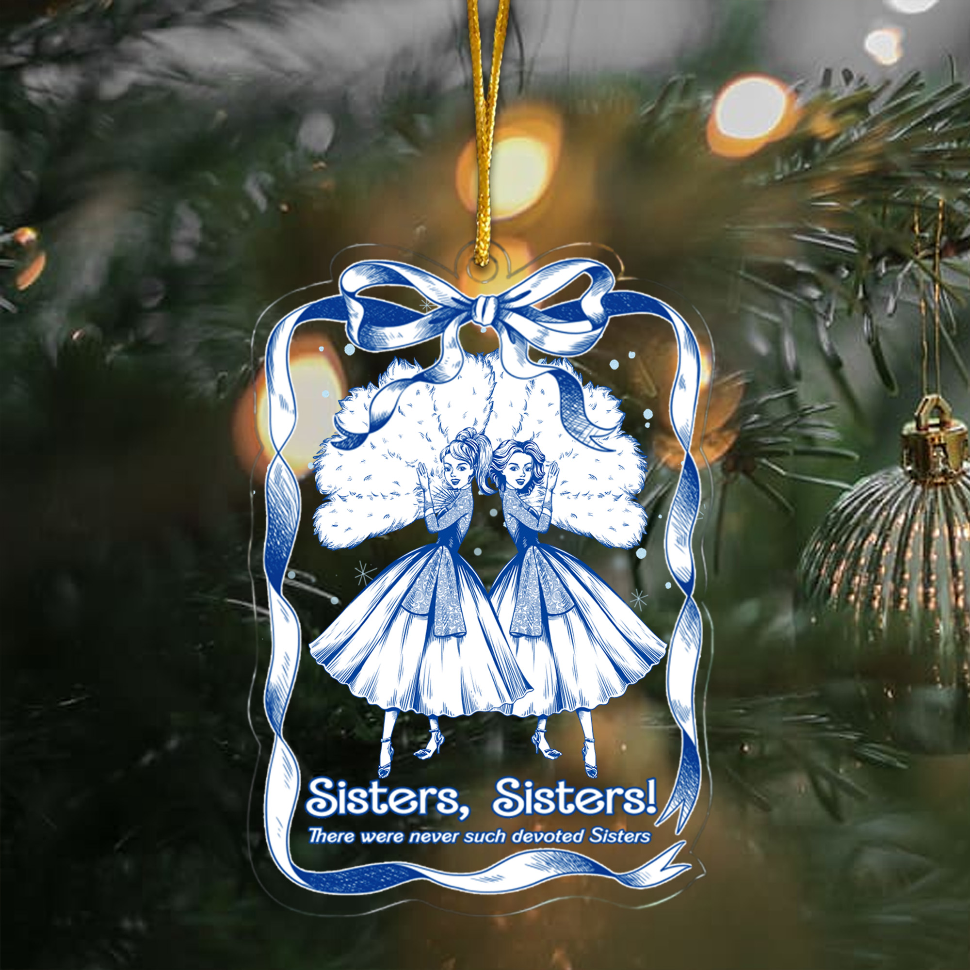 Personalized Sisters Sisters Ornament  Acrylic Ribbon Frame  Christmas Gift for Sisters  Best Friends 2025-ASO-FT9T7