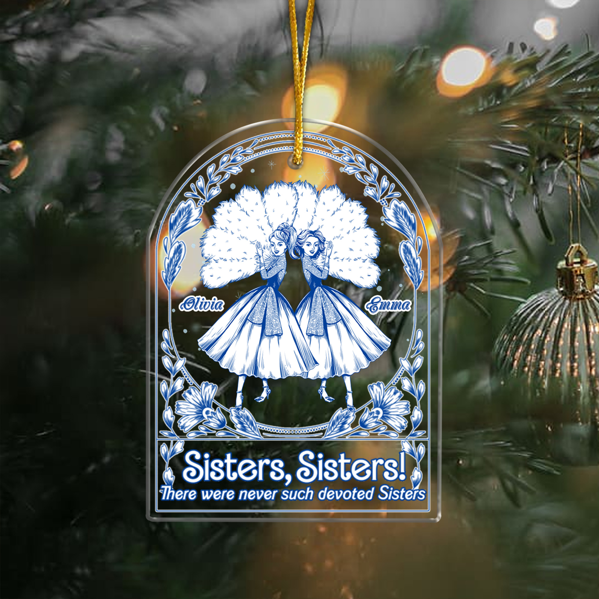 Personalized Sisters Sisters Ornament  Acrylic Floral Arch  Christmas Gift for Sisters  Best Friends 2025-ASO-J0P70