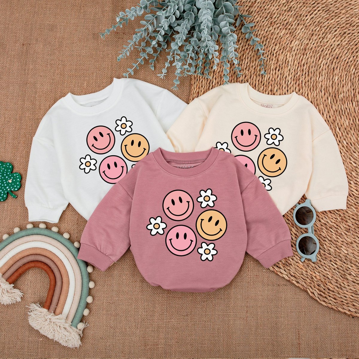 Smile face Groovy Romper Retro Birthday Groovy Baby Shower Newborn Outfit Smile Face Birthday Outfit