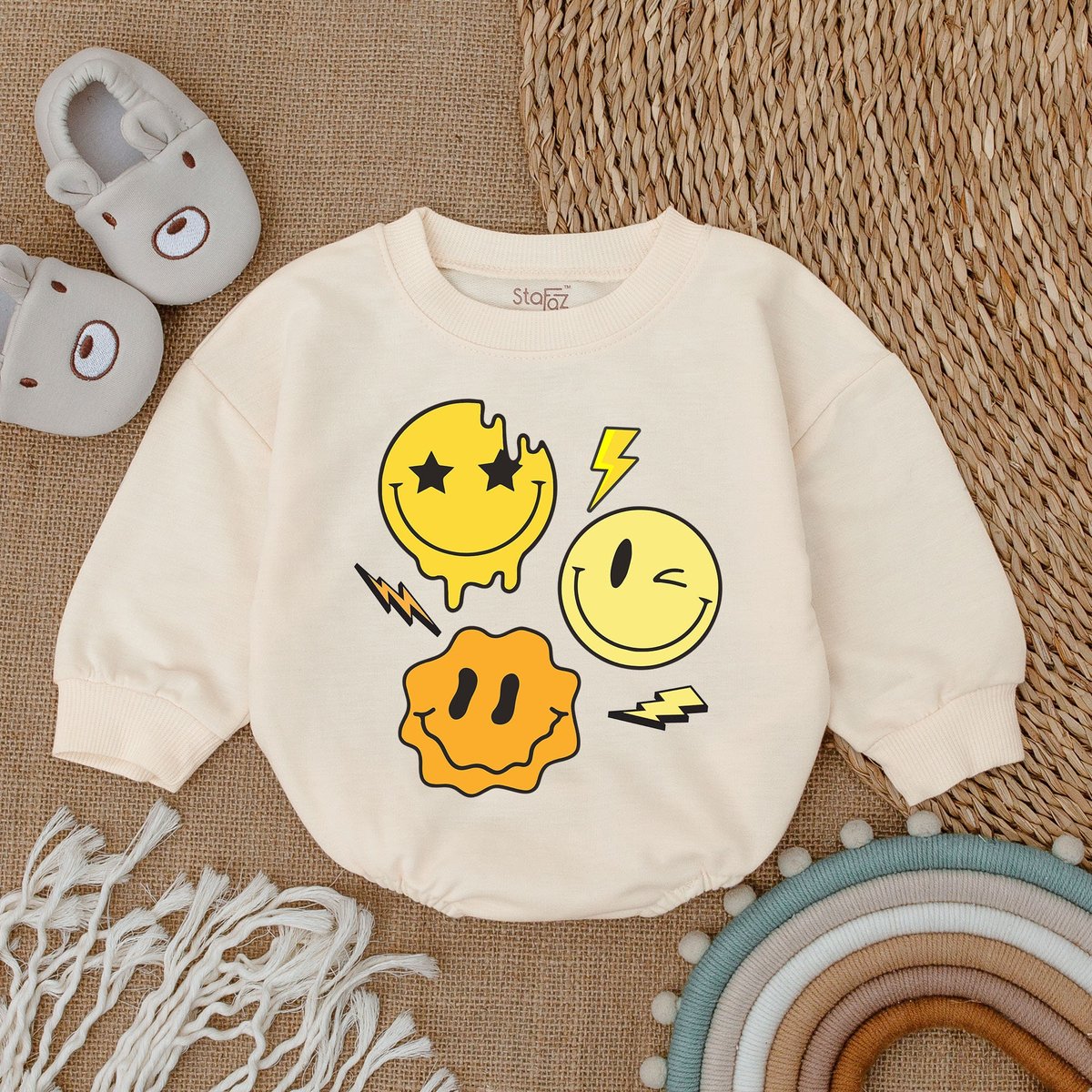 Smile Party Smile face Romper  Retro Birthday  Smile face Toddler Romper Smile Face Birthday Out