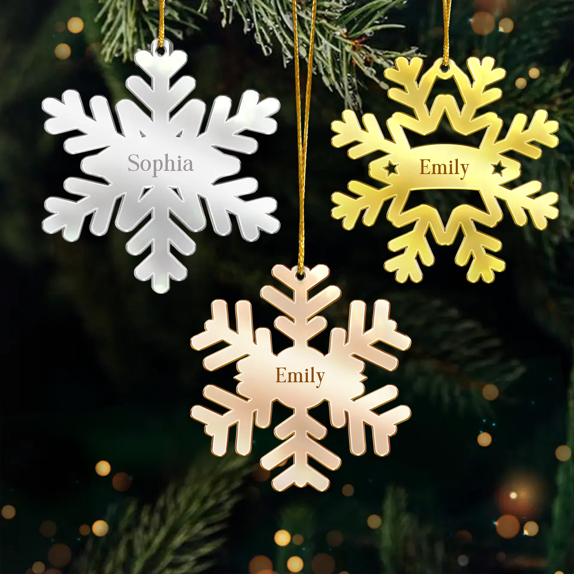 Personalized Snowflake Name Ornament  Metal Gold Silver Rose Gold  Christmas Gift for Family  Friends 2025-ASO-SSKE0