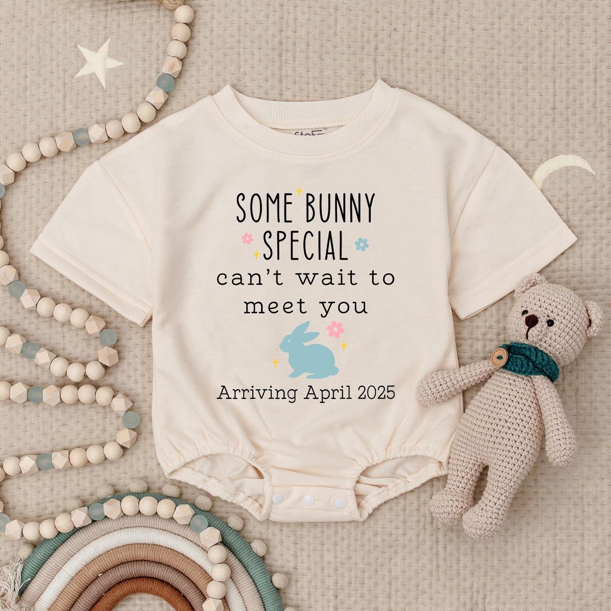 Some Bunny Special April Pregnancy Announcement Baby Romper Personalized Easter Baby Announcement Ba