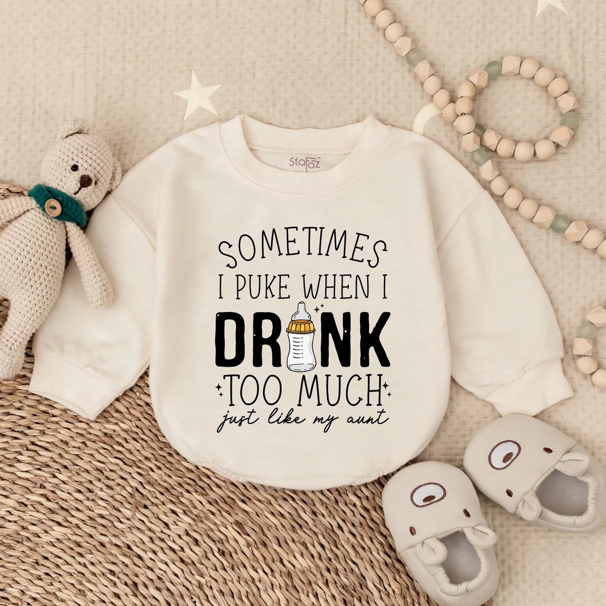 Sometimes I Puke When I Drink Too Much Funny Baby Outfit Favorite Auntie Baby Clothes Baby Shower Gi