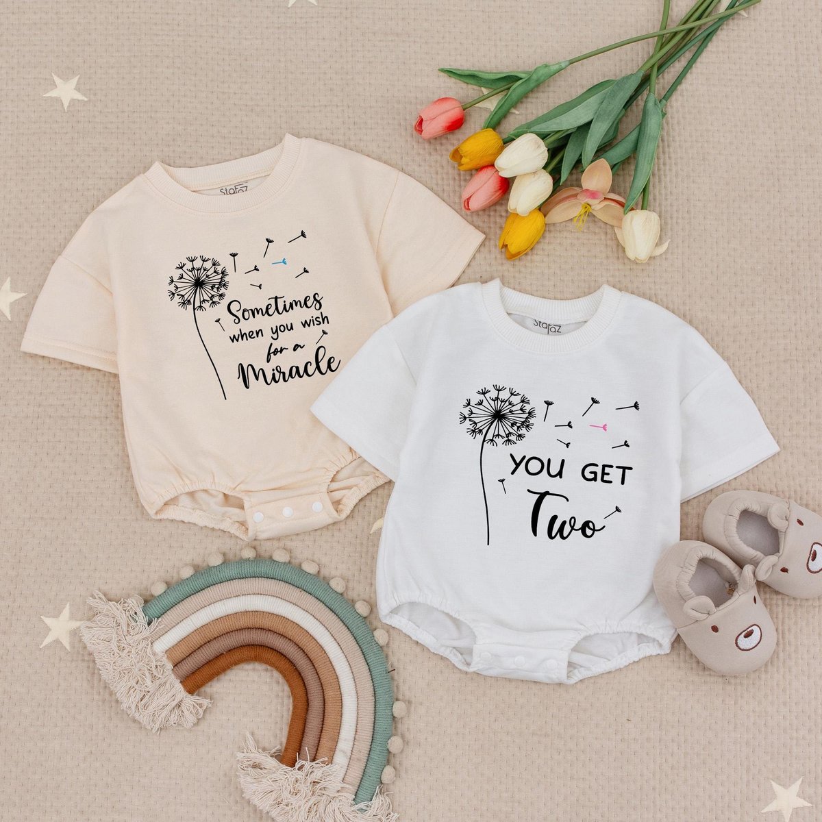 Sometimes You Wish For A Miracle Twin Baby Romper You Get Two Twin Cute Best Friend Twin Baby Outfit