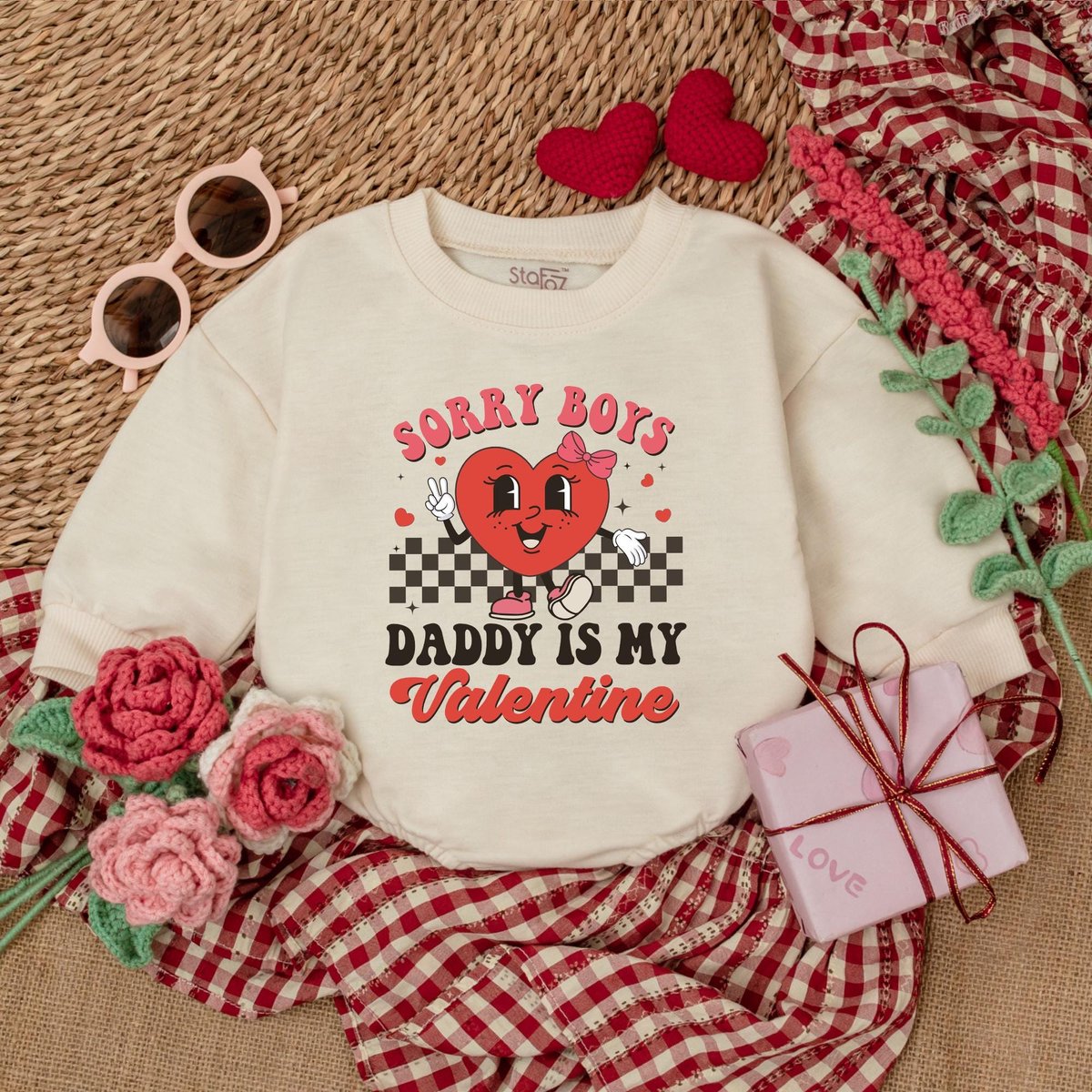 Sorry Boys Daddy is My Valentine Romper Baby Valentine Bodysuit Girl Valentines Day 1st Valentines D 184
