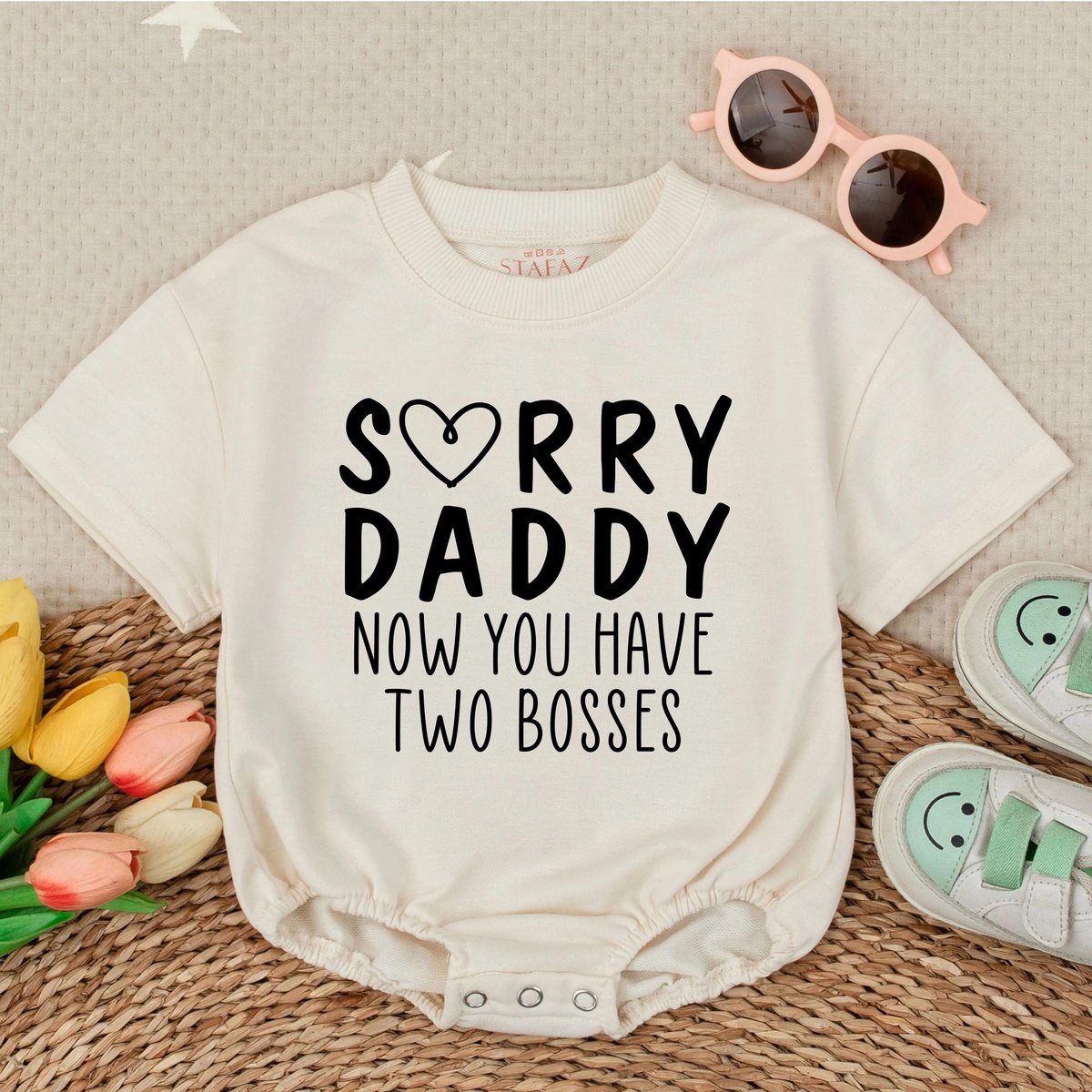 Sorry Daddy Two Bosses Romper Funny Baby Outfit Short Sleeve Romper New Baby Announcement First Fath