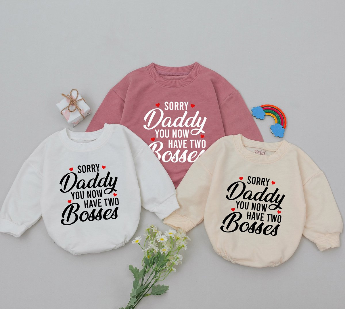 Sorry Daddy You Now Have Two Bosses Romper Daddy Baby Outfits Father's Day Gift For Daughter Baby S