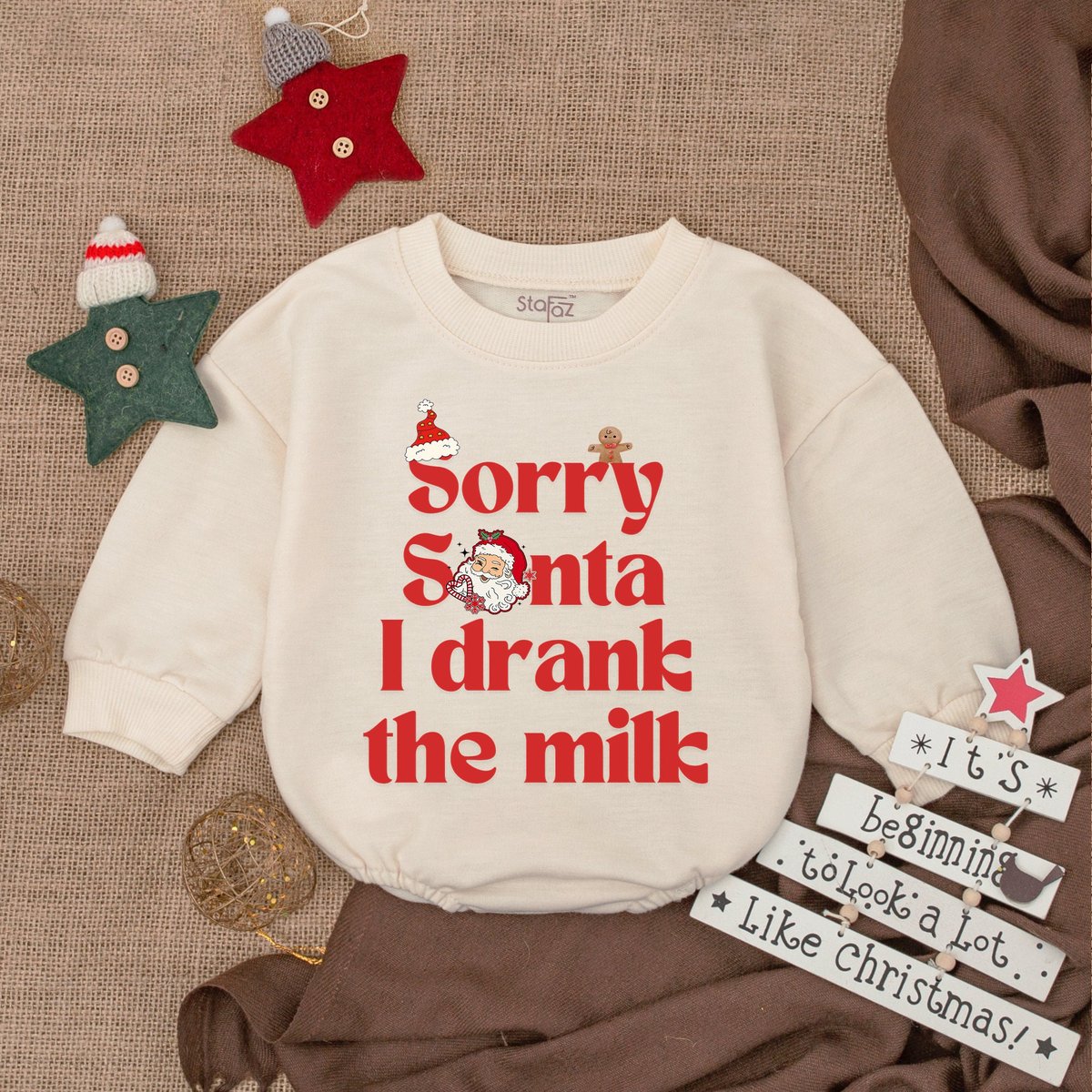 Sorry Santa I Drank The Milk Baby Romper Santa Claus Baby Outfit Christmas Baby Bubble Romper Baby C