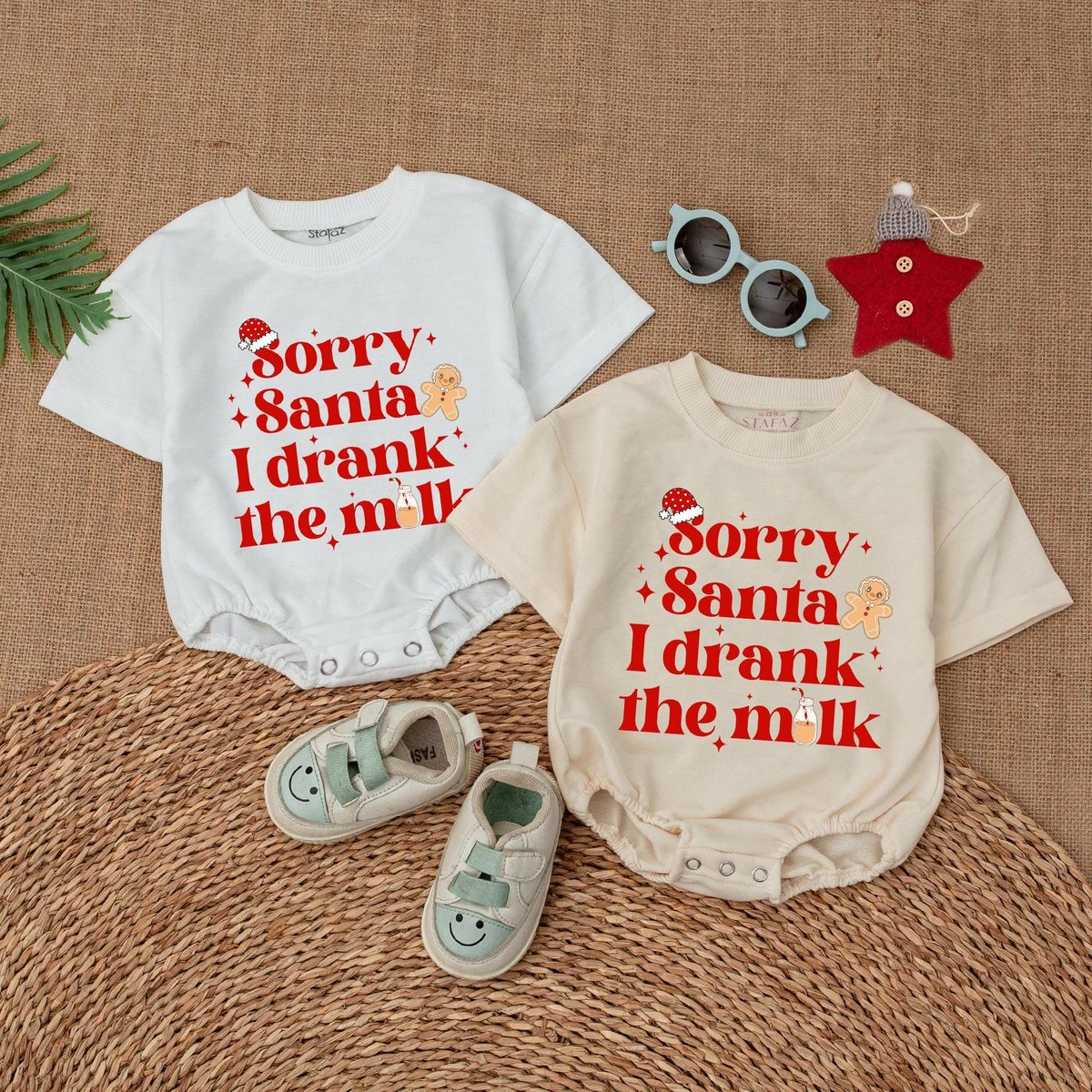 Sorry Santa I Drank The Milk Baby Romper Baby Cozy Clothes Christmas Bodysuit Short Sleeve Oversized