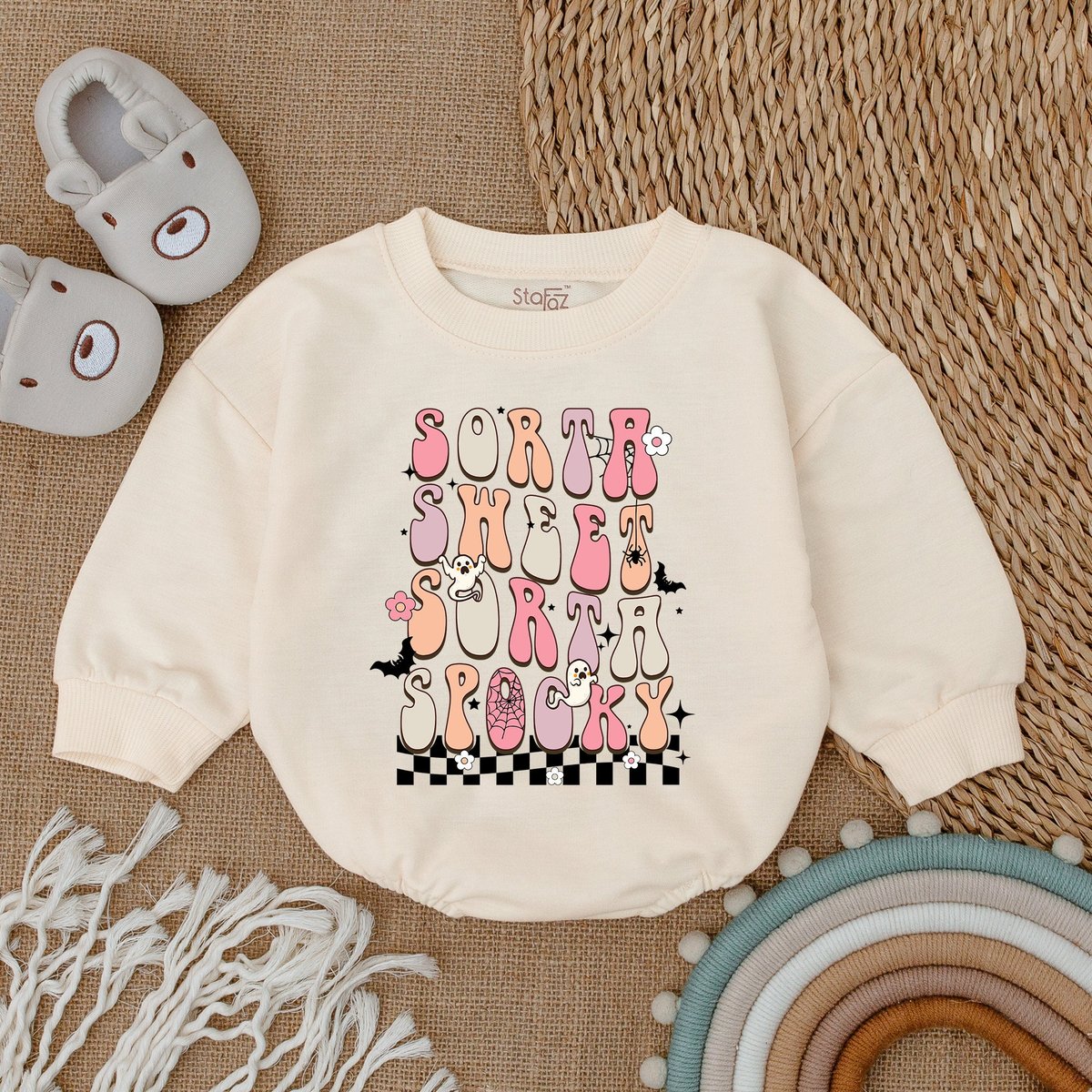 Sorta Sweet Spooky Baby Romper My First Halloween Baby Clothes Bubble Baby Romper Boy Clothes Hallo