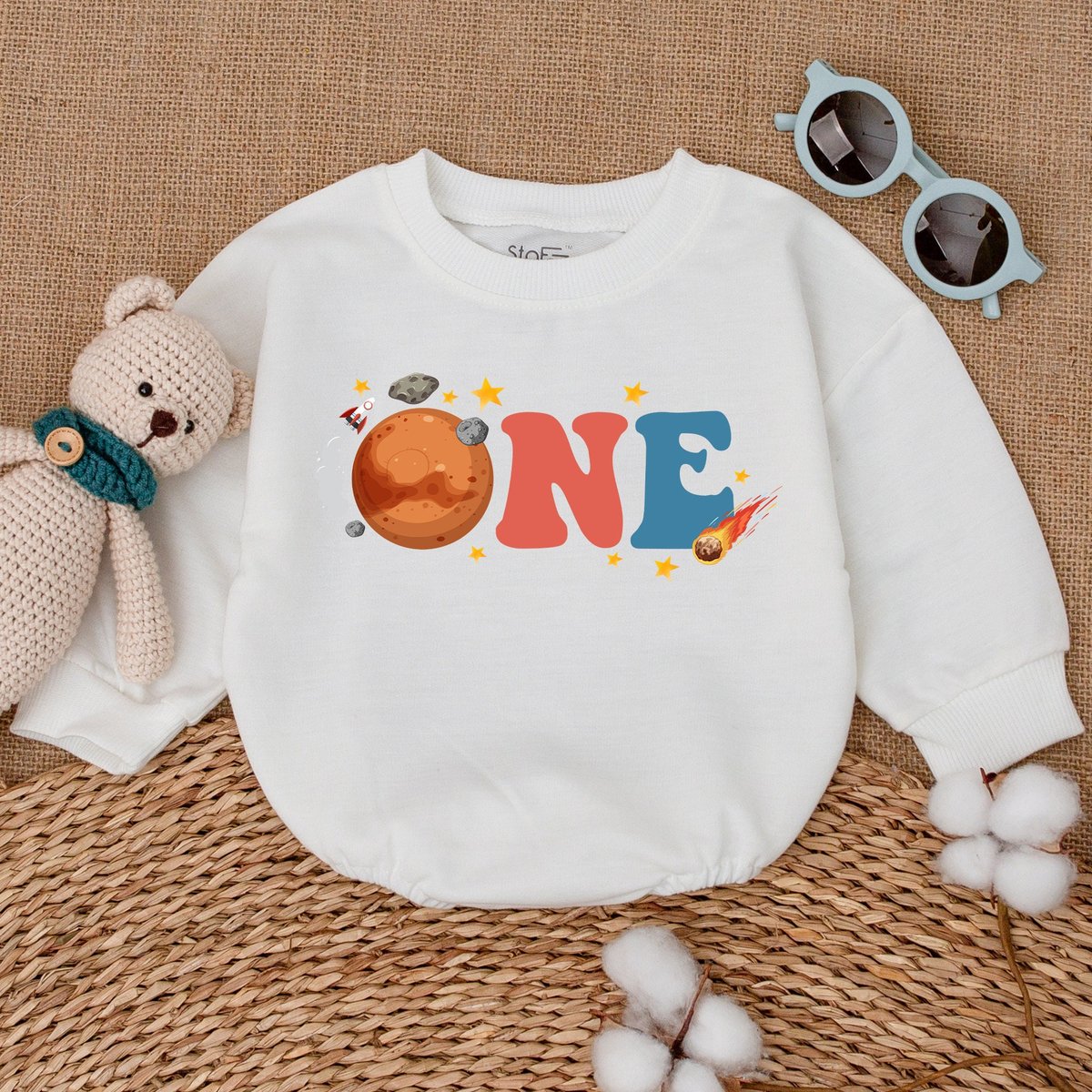 Space 1st Birthday Romper First Trip Around The Sun Bodysuit Space Birthday Sweatshirt Bubble Romper 169