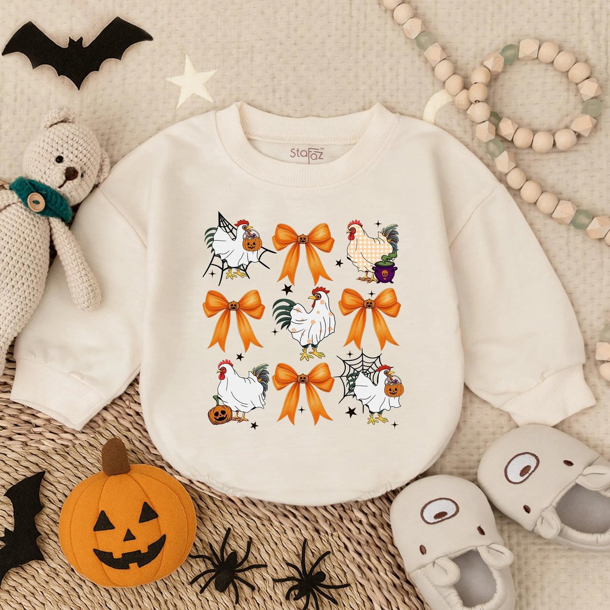 Spooky Chicken Halloween Baby Romper Funny Farm Animal Infant Outfit Toddler Fall Bodysuit Cute Baby