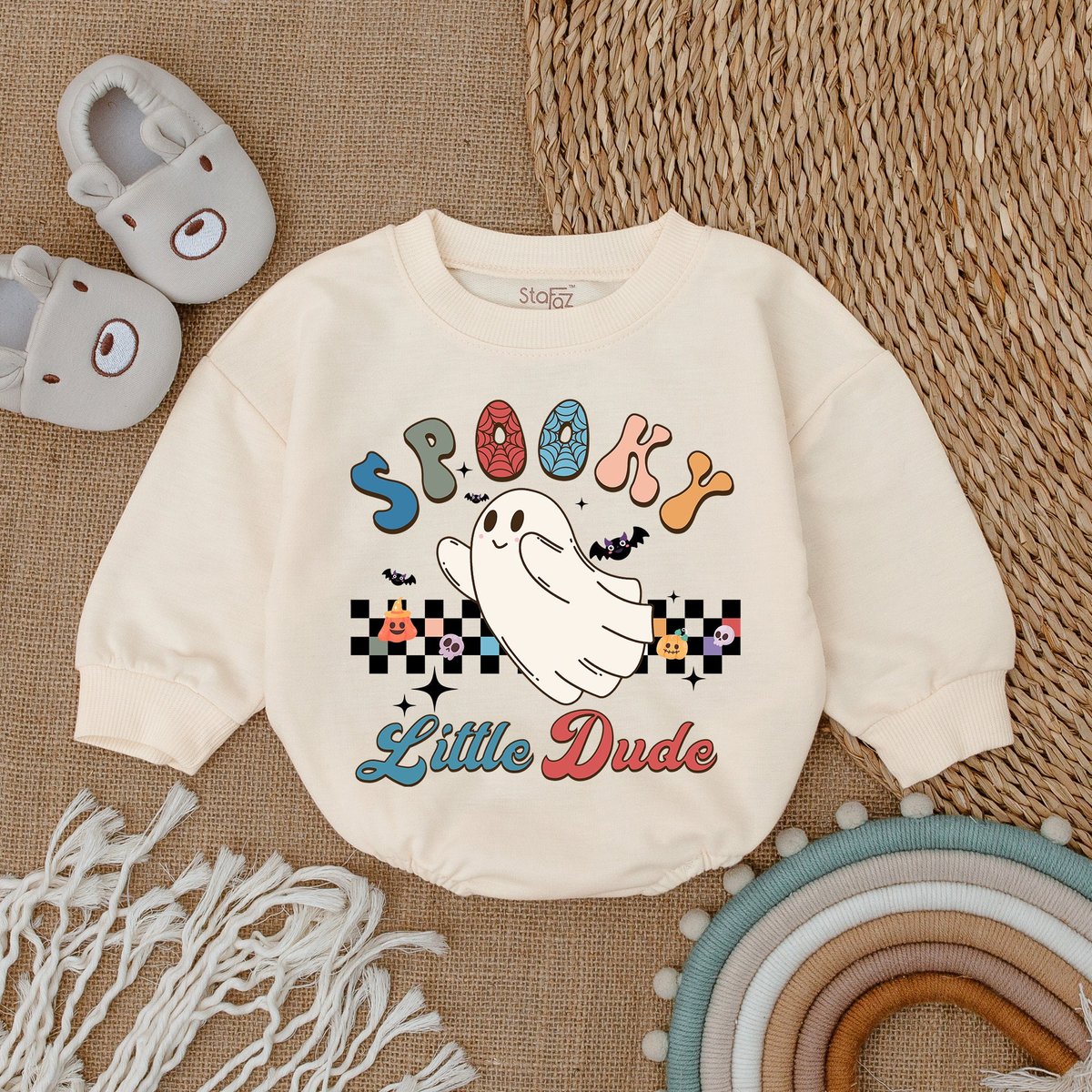 Spooky Dude Baby Ghost Bodysuit My First Halloween Baby Clothes Bubble Baby Romper Boy Clothes Hal