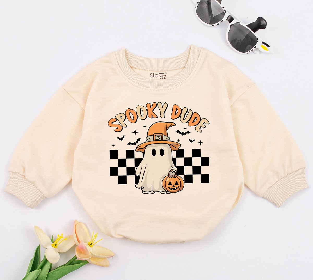 Spooky Dude Romper Vintage Halloween Bodysuit Retro Halloween Gift First Halloween Clothes Baby Outf 150