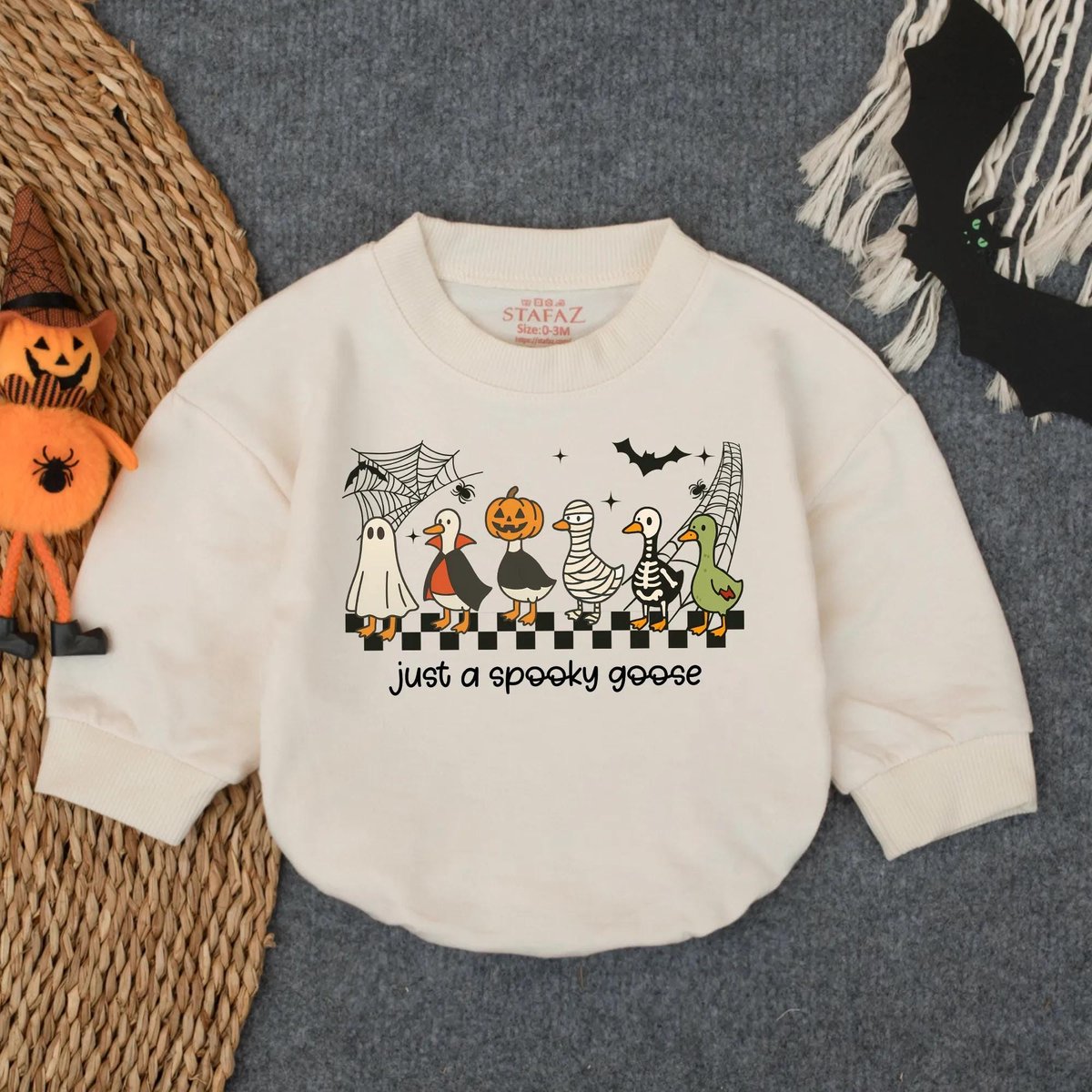 Spooky Goose First Halloween Baby Romper Oversized Infant Bodysuit Cute Fall Baby Outfit Funny Goose 433