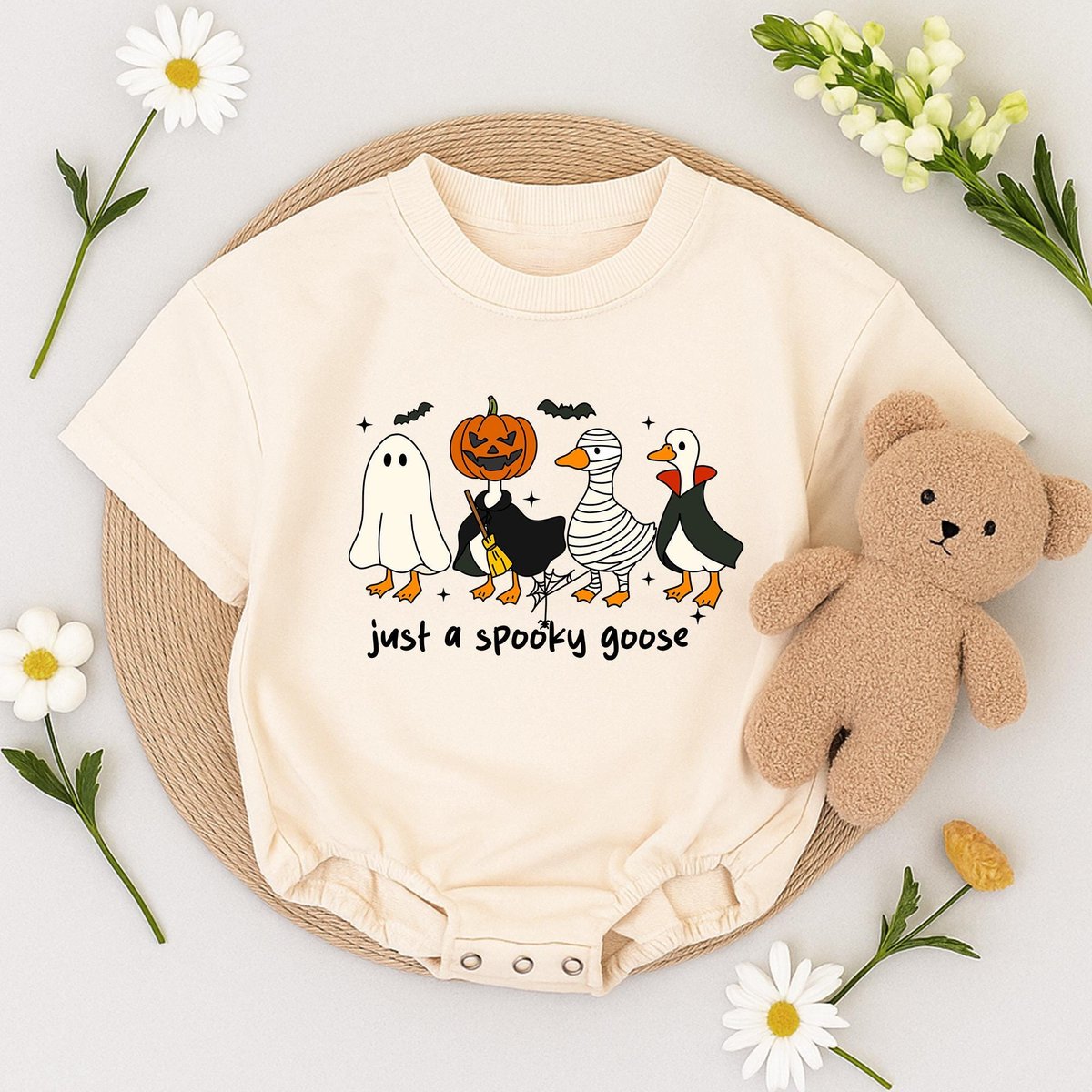 Spooky Goose Romper Sweatshirt Funny Halloween Baby Outfit Just a Spooky Goose Baby Clothes Fall Bab 434