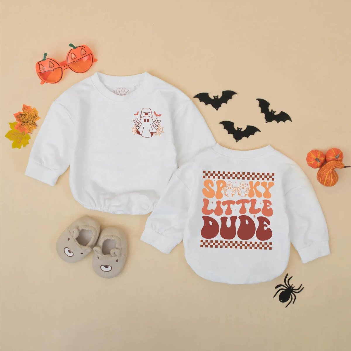 Spooky Little Dude Halloween Baby Romper Boy Ghost Baby Bodysuit Cute Baby Boy First Halloween Outfi 433
