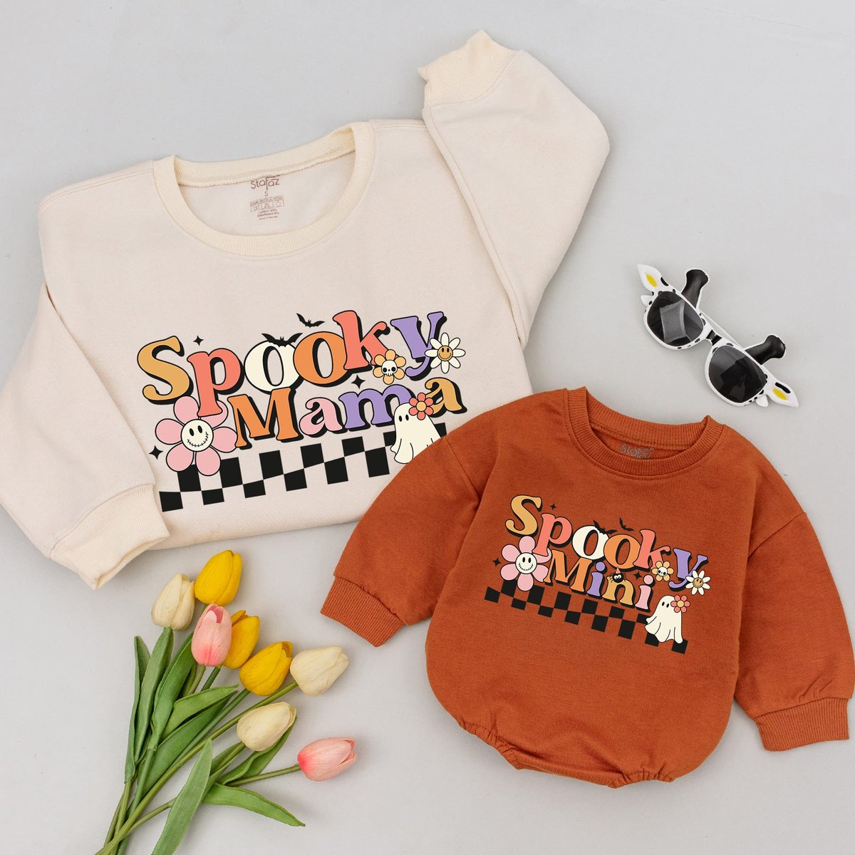Spooky Mama Mini Fall Sweatshirts Matching Family Outfits Mommy and Me Halloween Sweaters Halloween 173