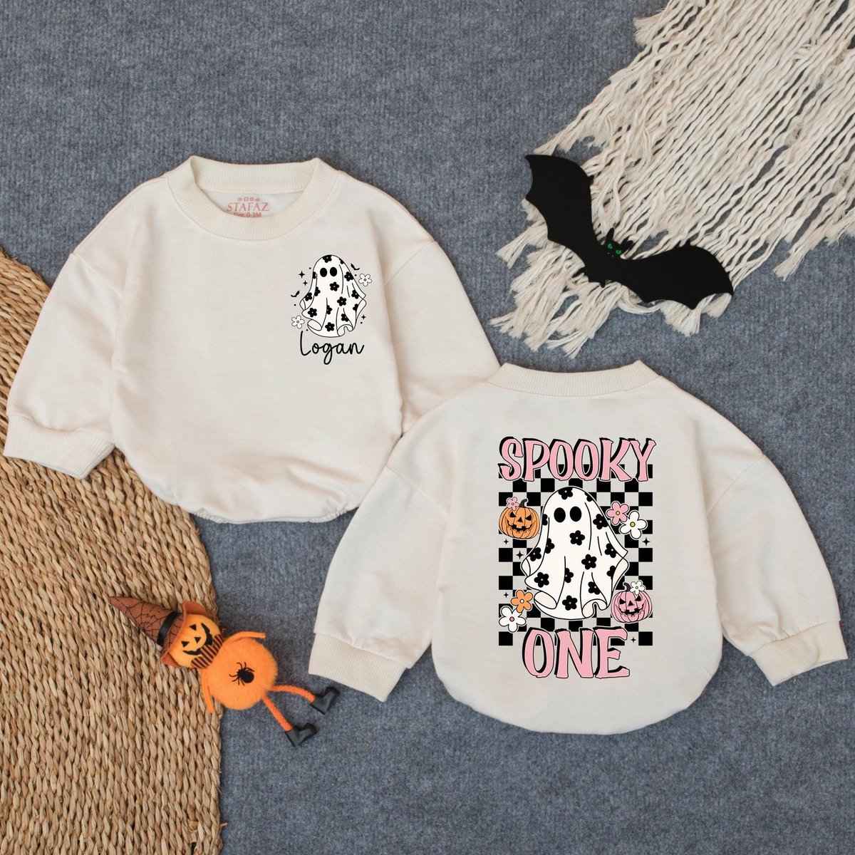 Spooky One Halloween Ghost 1st Birthday Romper My First Halloween Outfit Bubble Romper Baby Shower G 175