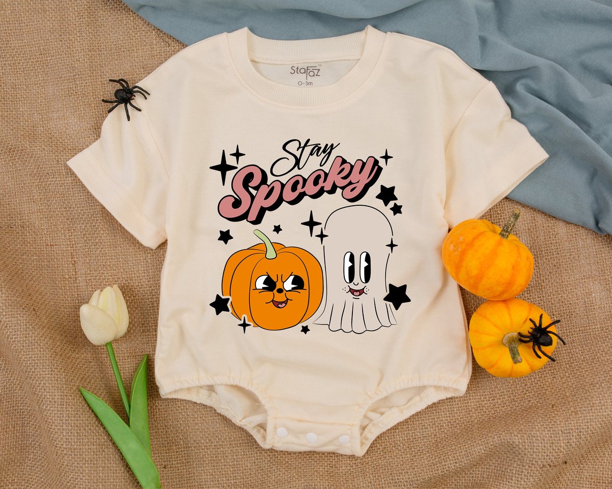 Spooky Season For kids Retro Halloween Bodysuit Cute Ghost Bubble Romper Baby Romper Halloween
