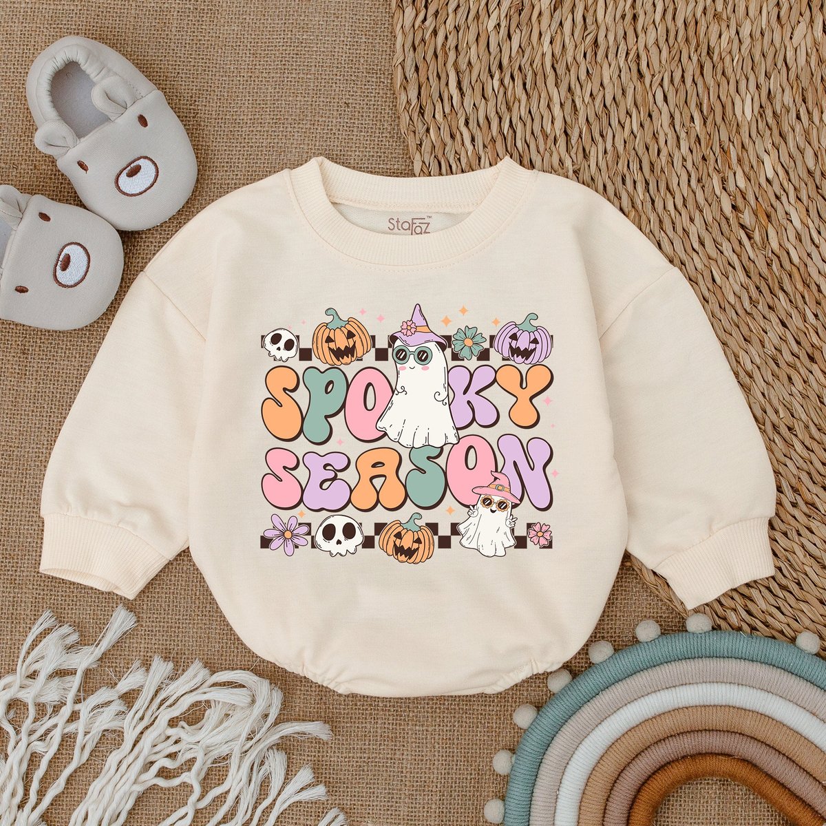 Spooky Season Romper Groovy Halloween Baby Clothes Halloween Baby Clothes Halloween Baby Clothes F