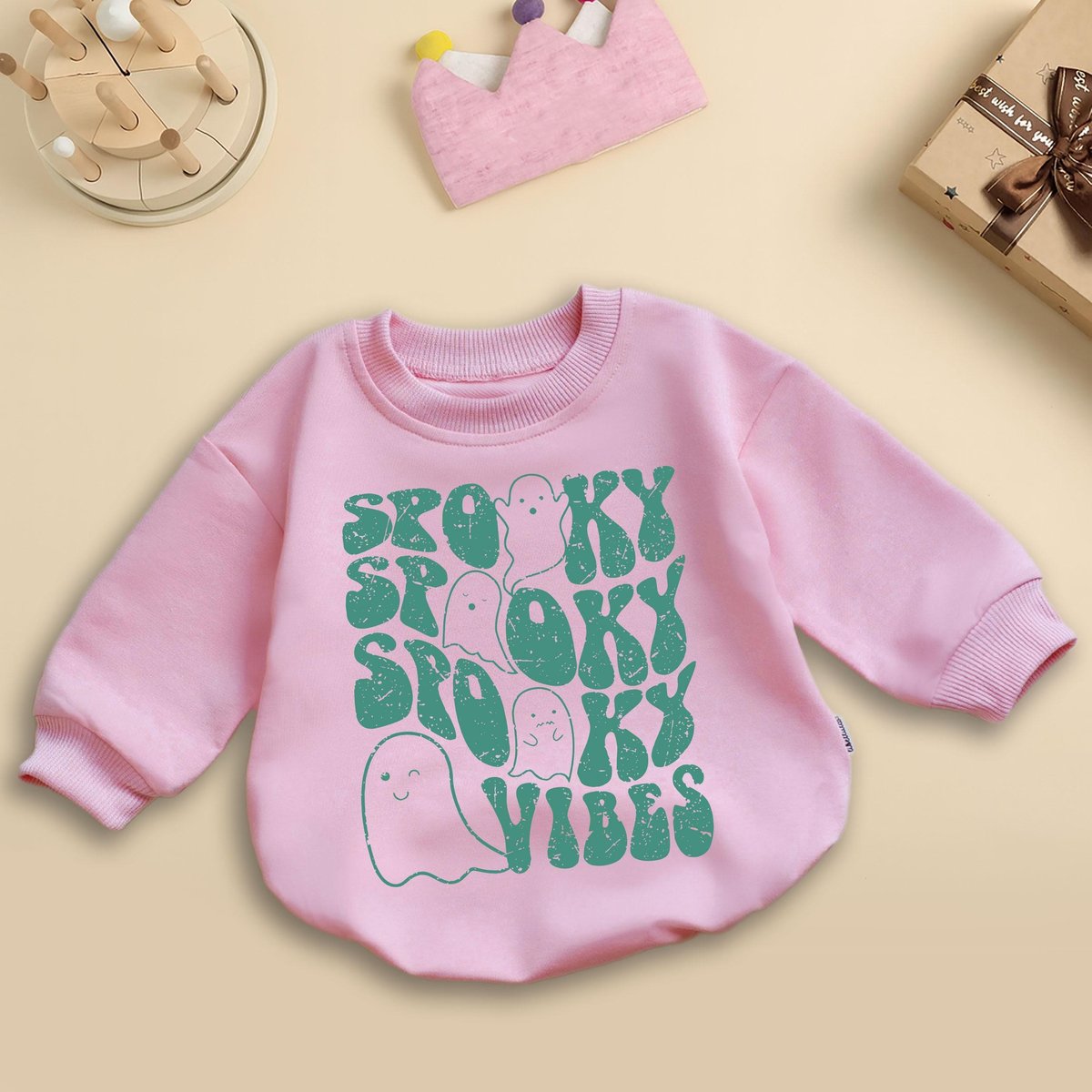 Spooky Vibe Romper Halloween Baby Boys Girls Outfit Halloween Costume Vintage Pumpkin First Hallowee 436