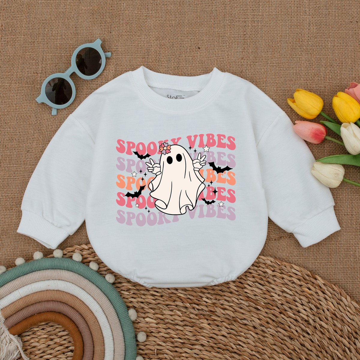 Spooky Vibes Baby Romper Girl Halloween Halloween Ghost Bodysuit Fall Baby Outfit Halloween Baby Sho 174