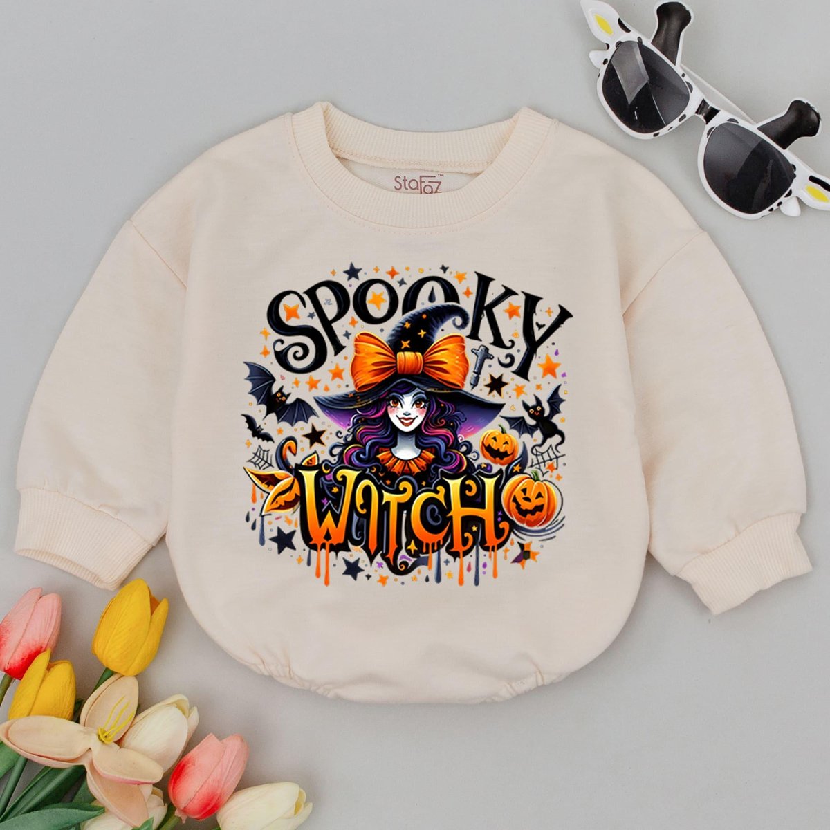 Spooky Witch Baby Romper 1st Halloween Baby Bodysuit Cute Fall Bodysuit Retro Halloween Gift Spooky 176