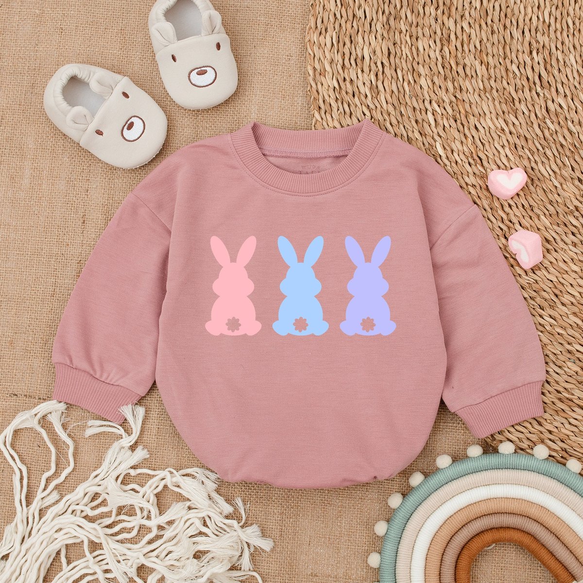 Squad Bunny Baby Boy Clothes  Easter Day Baby Outfit Sweatshirt Bubble Romper Baby Clothes Baby 165