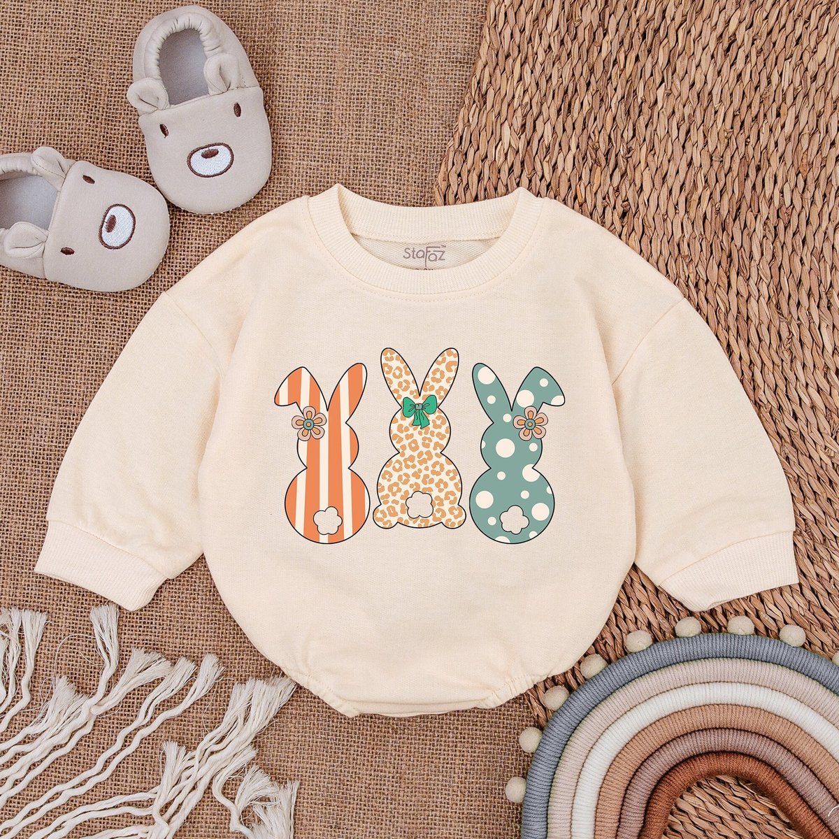 Squad Bunny Baby Boy Clothes Easter Day Baby Outfit Sweatshirt Bubble Romper Baby Clothes Baby