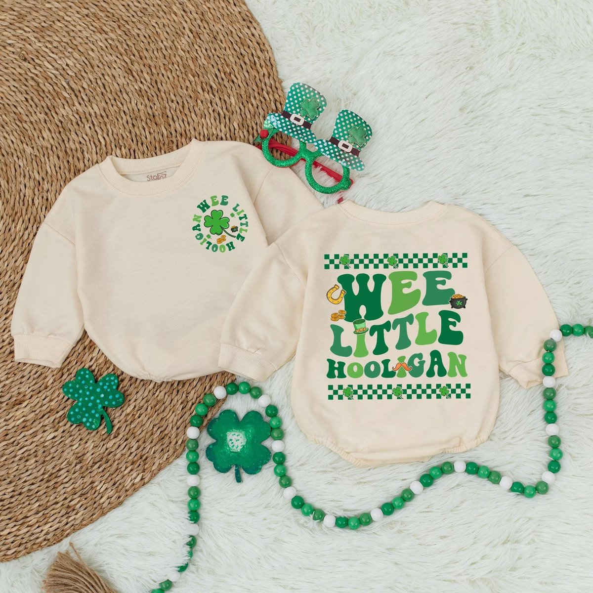 St. Patrick's Day Baby Bubble Romper Wee Little Hooligan Baby Toddler Irish Outfit Shamrock Baby Cl 186