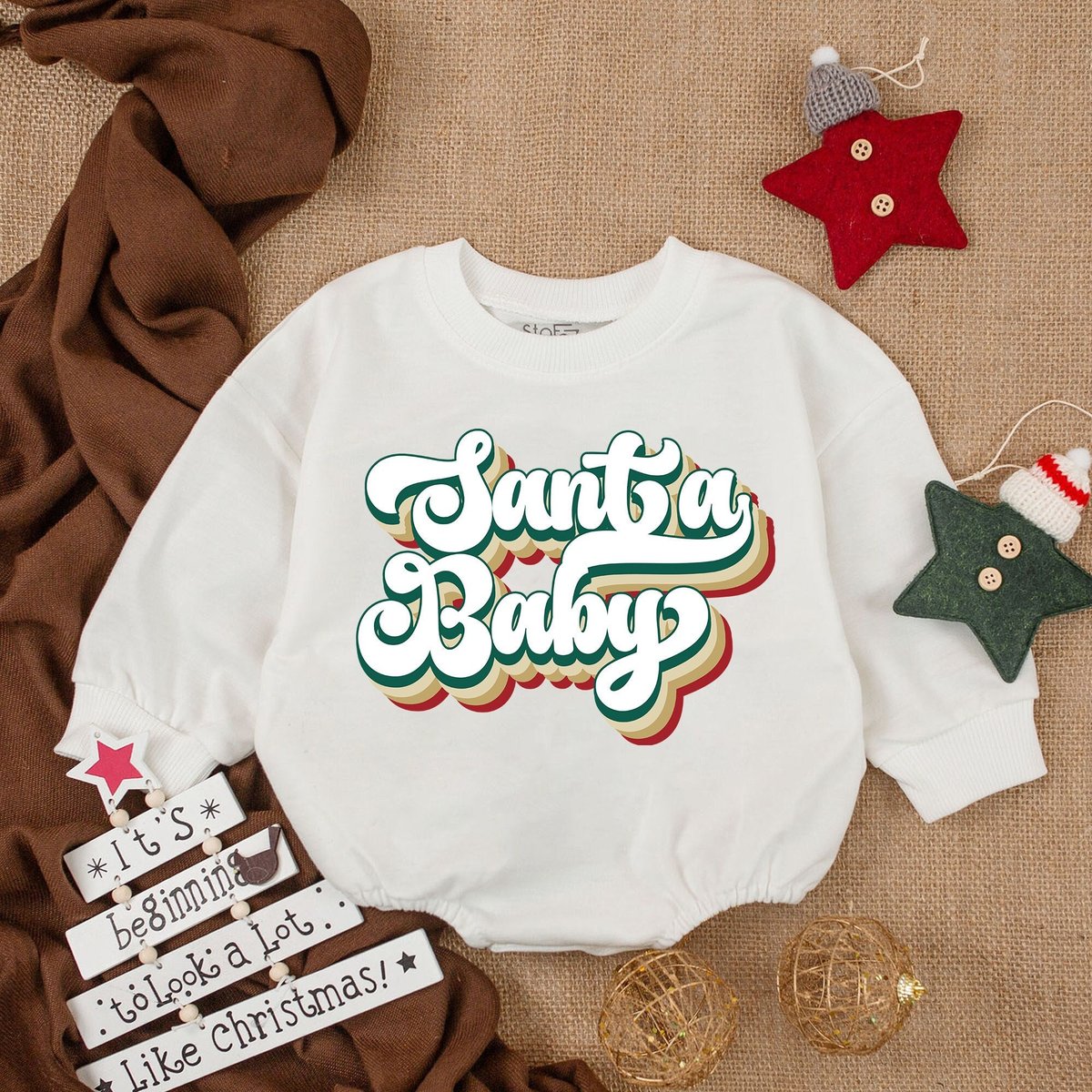 STAFAZ Retro Santa Baby RomperChristmas Baby Outfit Christmas Baby RomperFirst Christmas OutfitSan