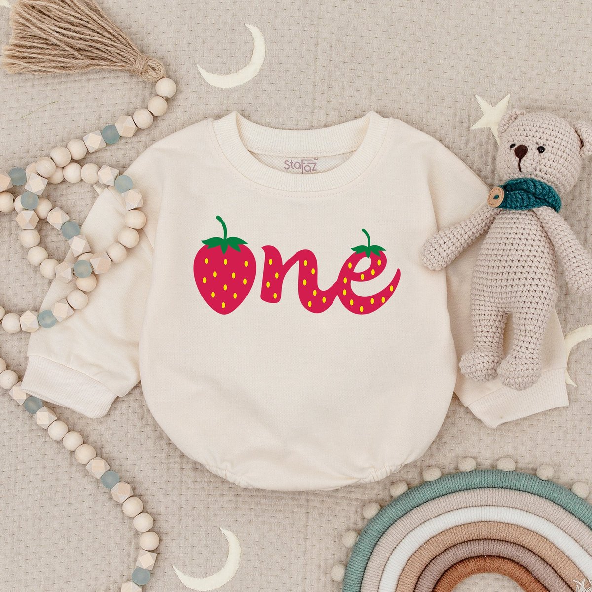 Strawberry Baby Romper First Birthday Girl Baby Girl Birthday Clothes 1st Birthday Bodysuit Bubble R