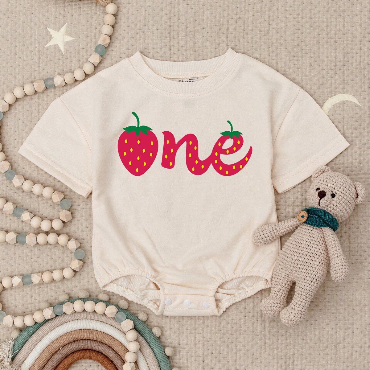 Strawberry One Baby Romper Berry First Birthday Romper Strawberry Baby OutfitPersonalized 1st Birthd