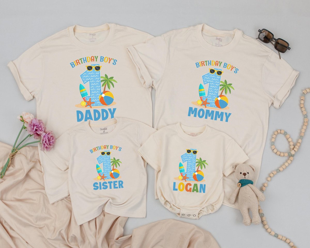 Summer 1st Birthday Family Shirts First Birthday Beach Outfit Matching Family Vacation Shirts Tropic 189
