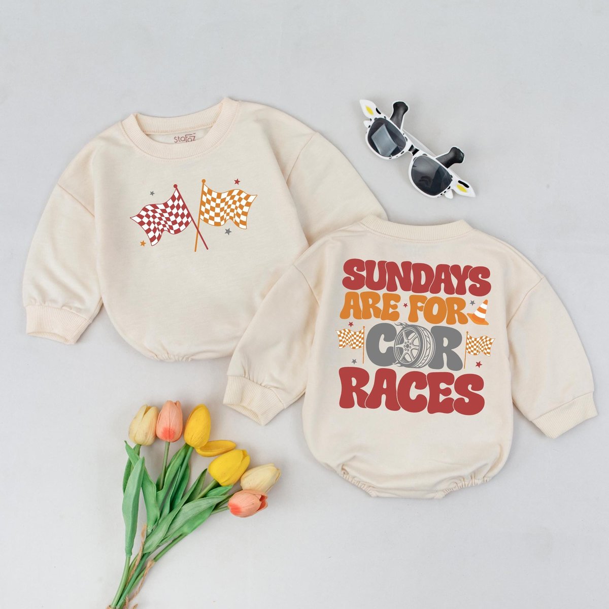 Sundays Are for Car Races Bubble Romper Racing Baby Clothes Race Car Lover Baby Outfit Checkered Fla 436