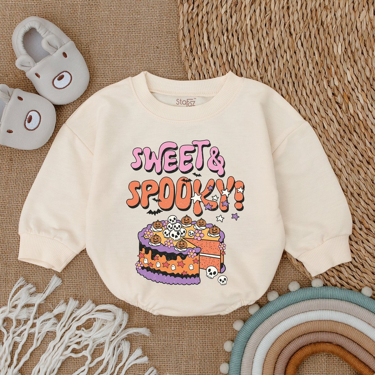 Sweet and Spooky Baby Ghost Bodysuit My First Halloween Baby Clothes Bubble Baby Romper Boy Clothes