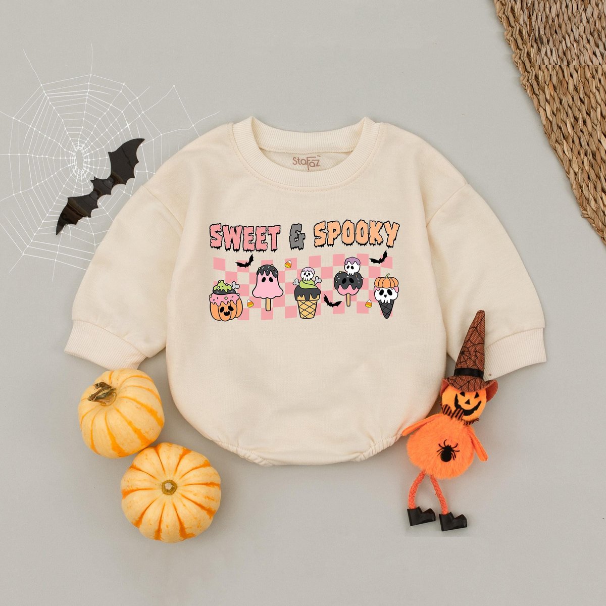 Sweet And Spooky Happy Halloween Baby Romper Cute Ghost Pumpkin Baby Bodysuit Infant First Halloween