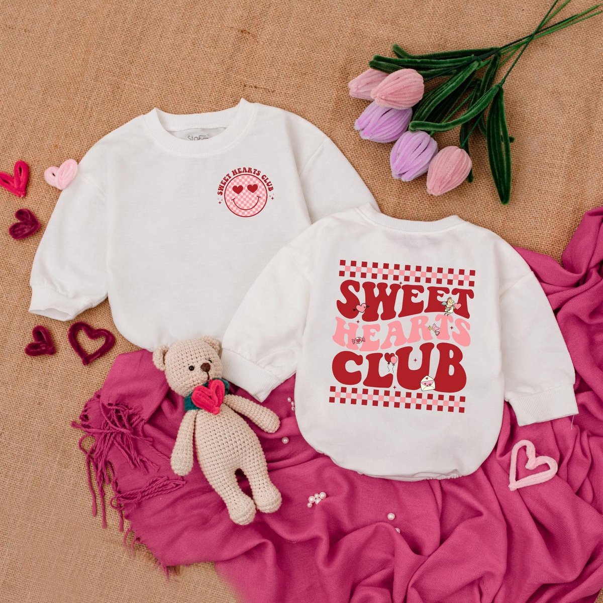 Sweet Hearts Club Baby BodysuitBaby Announcement BodysuitBubble RomperBaby ClothesValentine Baby bo