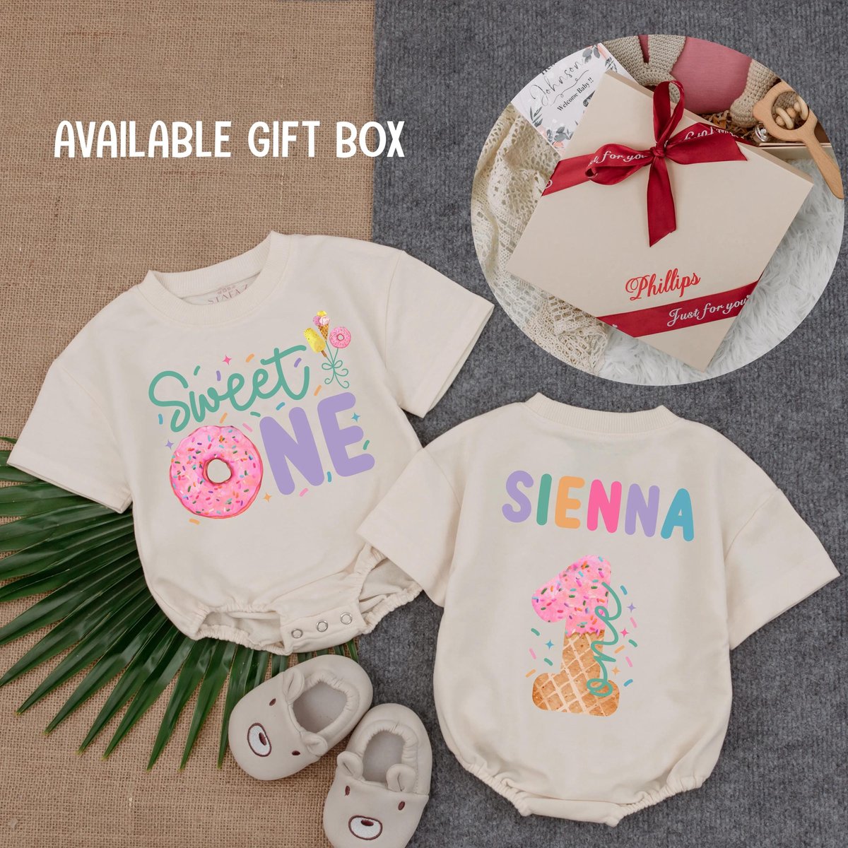 Sweet One Ice Cream Birthday T shirt Bubble Romper First Birthday Outfit Cute Baby Girl Clothes Todd 432
