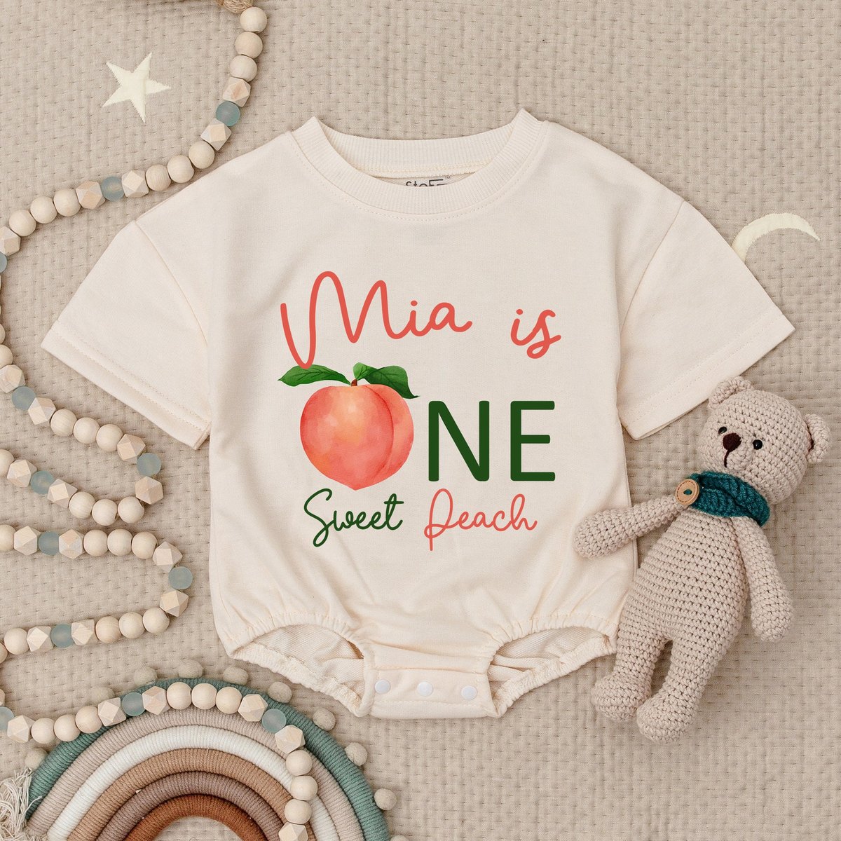 Sweet One Little Peach Girl Baby Romper Peach Birthday Peach Baby Shower Peach 1st Birthday Sweet Li