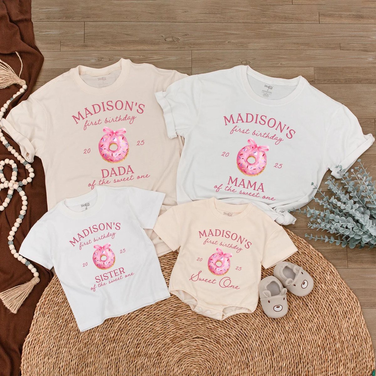 Sweet One Mom Dad Bro Sis of the Birthday Girl Matching T Shirts Family Ice Cream Birthday shirts Pe