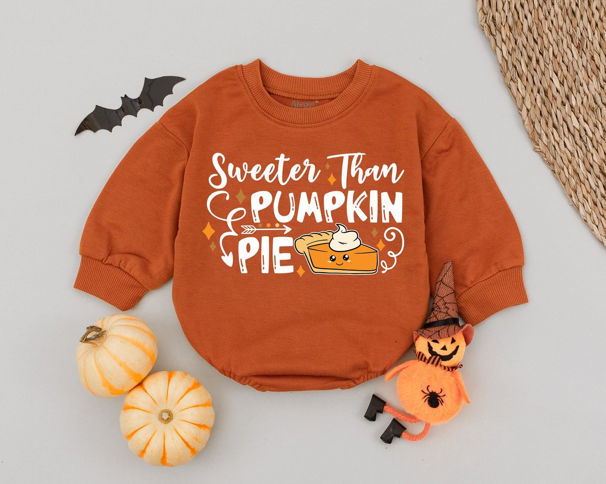 Sweeter Than Pumpkin Pie Baby Romper Halloween Baby Boys Girls Outfit First Halloween Halloween Cost