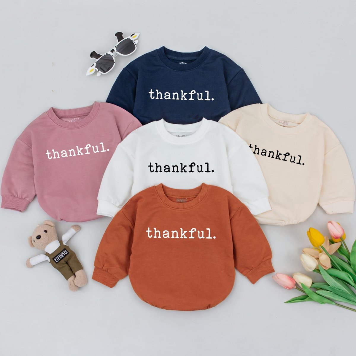 Thankful Baby Romper Thanksgiving Baby Outfit Pumpkin Baby Romper Baby Sweatshirt Romper First Thank 176
