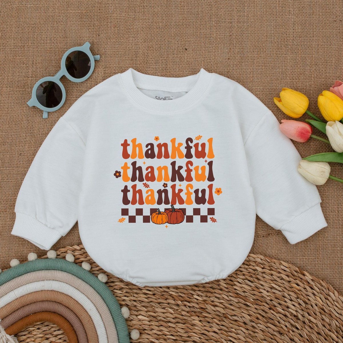 Thankful Baby Romper Vintage Pumpkin Bodysuit My First Thanksgiving Baby Thanksgiving Outfit Fall Ba 177