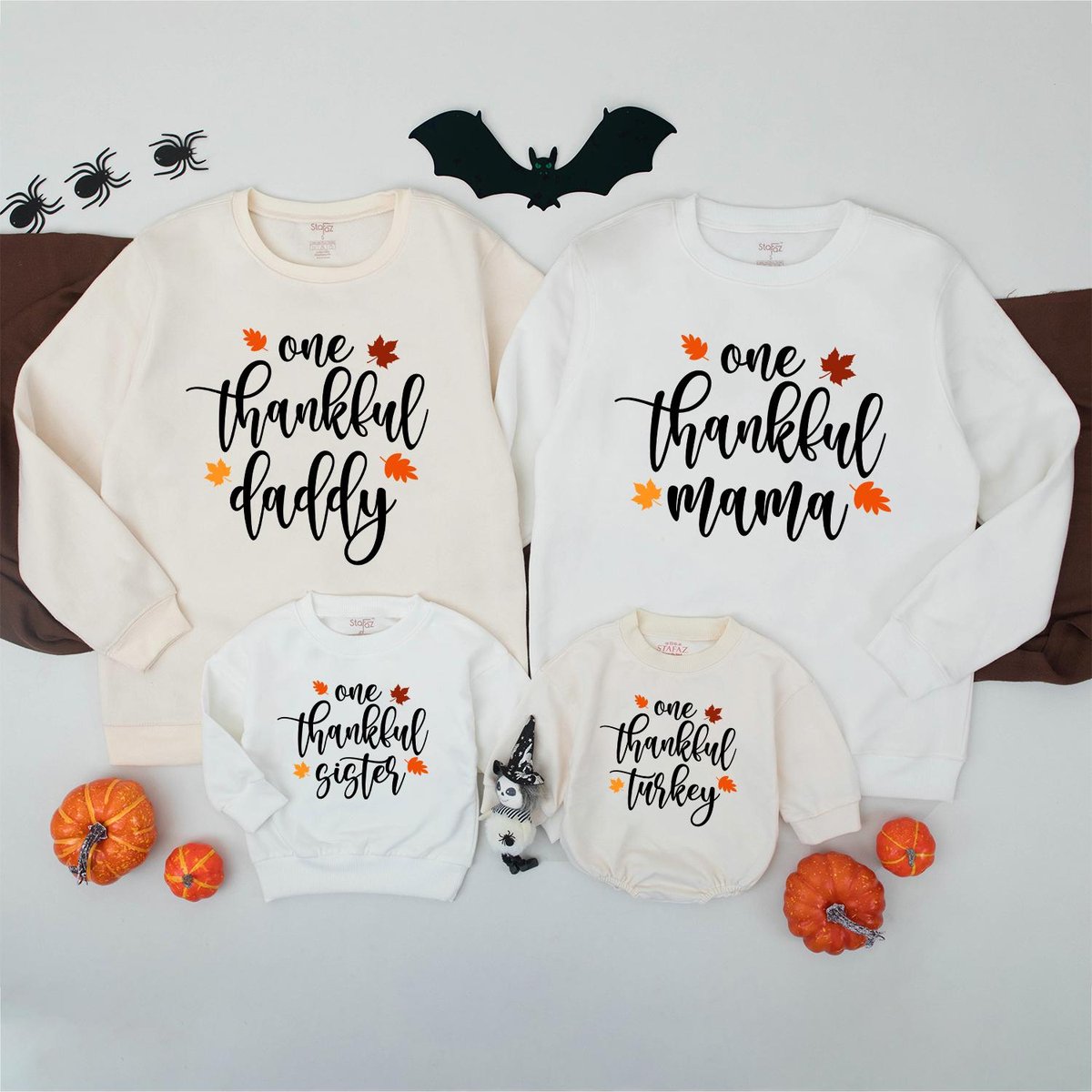 Thankful Family Sweatshirt Thankful Mama Shirt Thanksgiving Family Matching Outfit One Little Turkey 435
