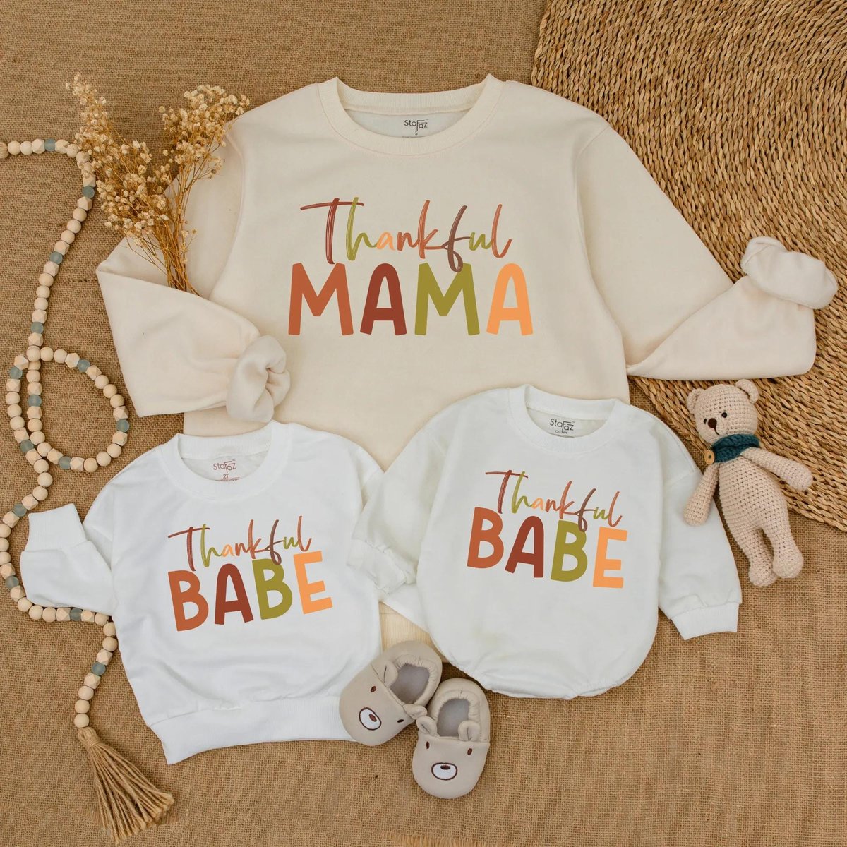 Thankful Mama Mini Babe Sweatshirt Thanksgiving Mommy and Me Shirt Family Matching Outfit Daddy and