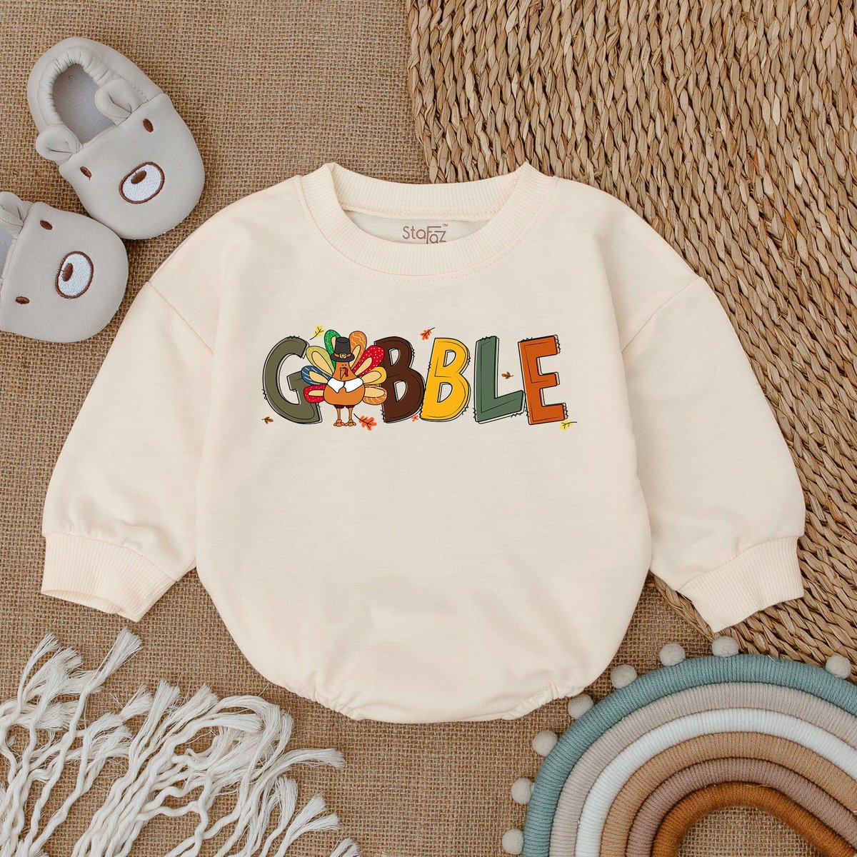 Thanksgiving Baby Romper  Gobble Fall Bodysuit  Thanksgiving Baby Shower  First Thanksgiving Clot