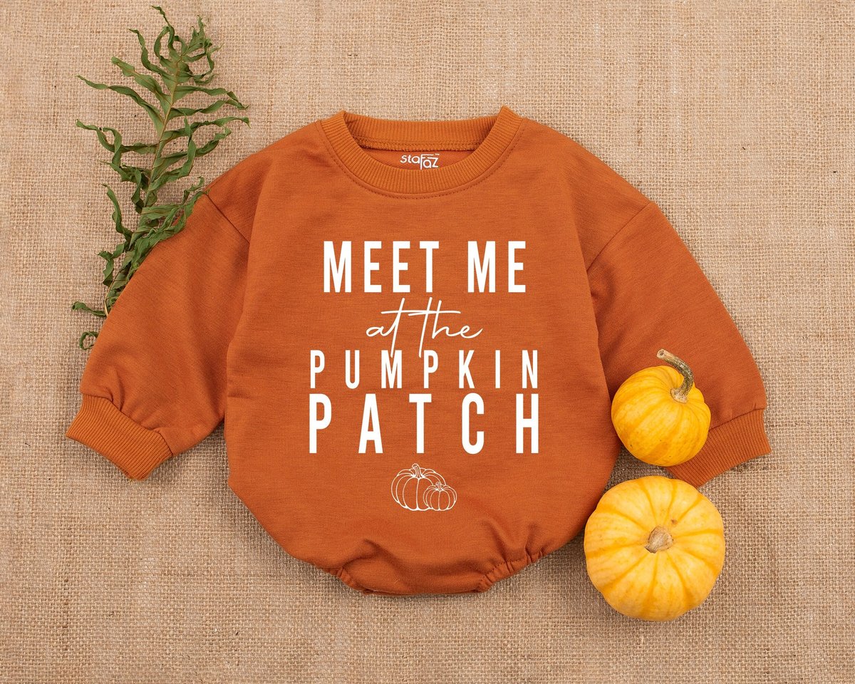 Thanksgiving Baby Romper  Meet me at the Pumpkin Patch Fall Bodysuit  Retro Fall Brown Clothing P