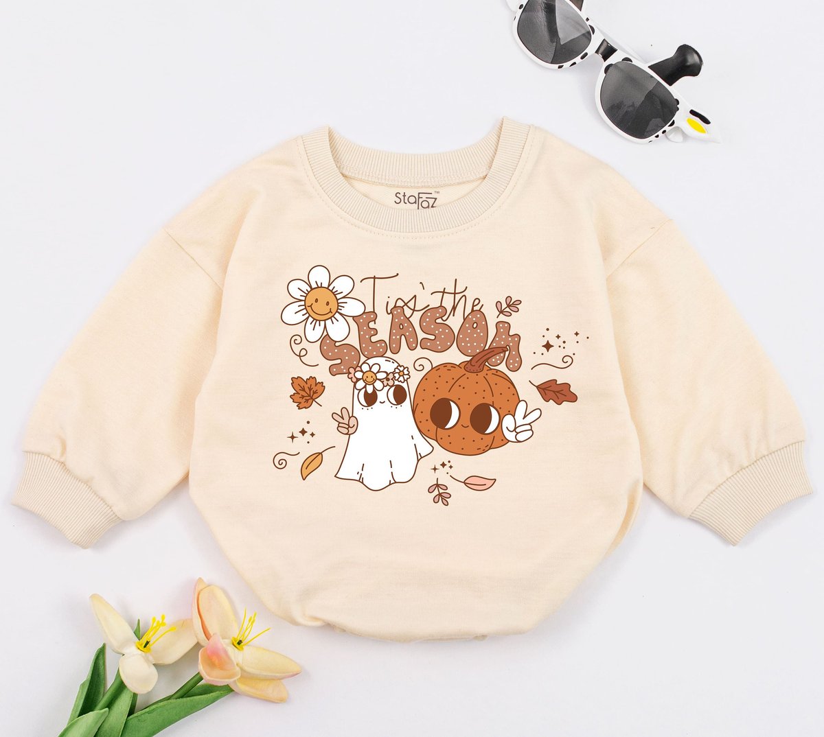 Thanksgiving Baby Romper Tis the Season Fall Bodysuit Retro Fall Baby Clothes Halloween Bodysuit Lit 152